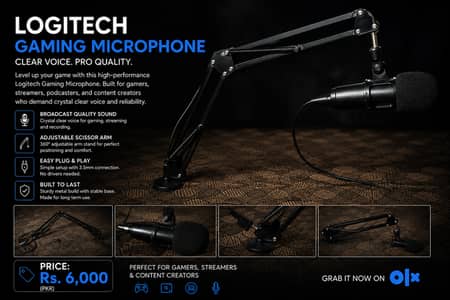 Logitech Gaming Mic + Boom Arm Stand |