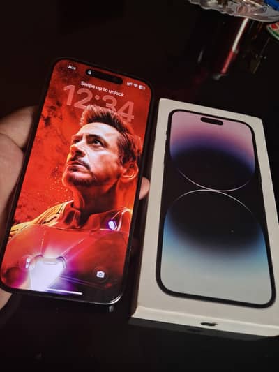 Apple iPhone 14 Pro Max PTA Approved purple, box, charger