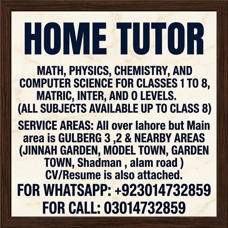 ​Math,Physics,computer,science Home Tutor | Matric,inter(ICS),O Levels 0