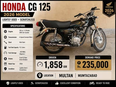 Honda CG 125 2026 Model — Slightly Used & Scratchless