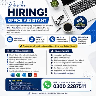 Office Assistant Needed | Freshers