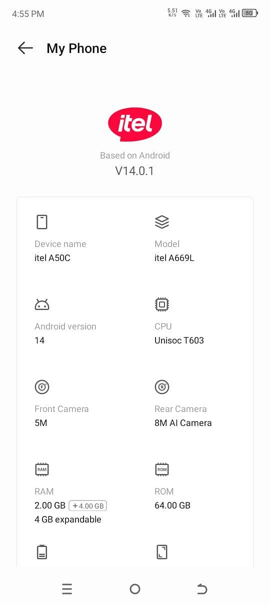 itel A50C 3