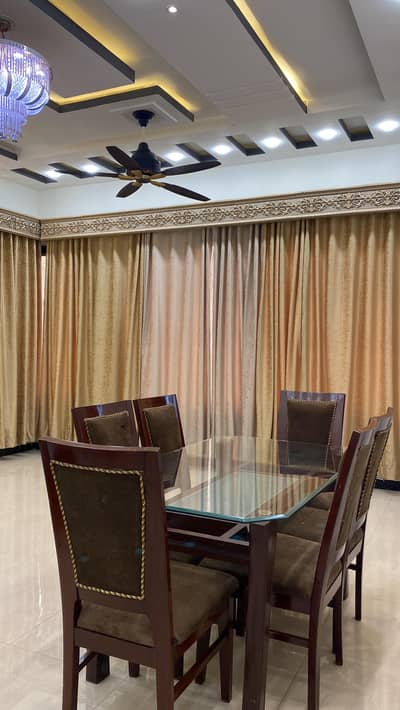 6 Seater Solid Wood Dining Table with Glass Top - Excellent Condition