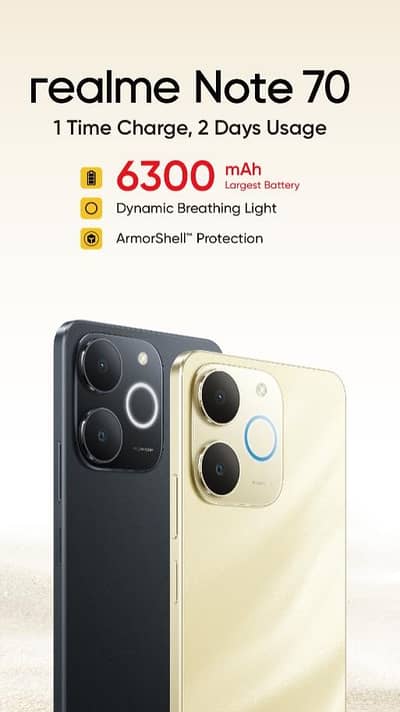 Golden Realme  Note 70 6/ 126 with warranty.