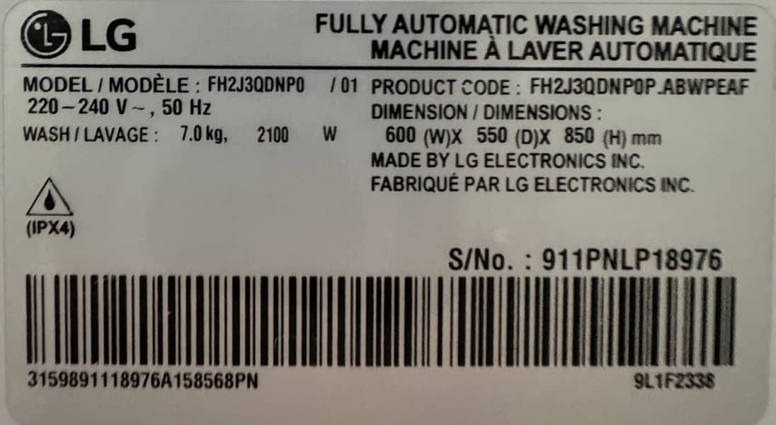 LG FULLY AUTOMATIC WASHING MACHINE 1