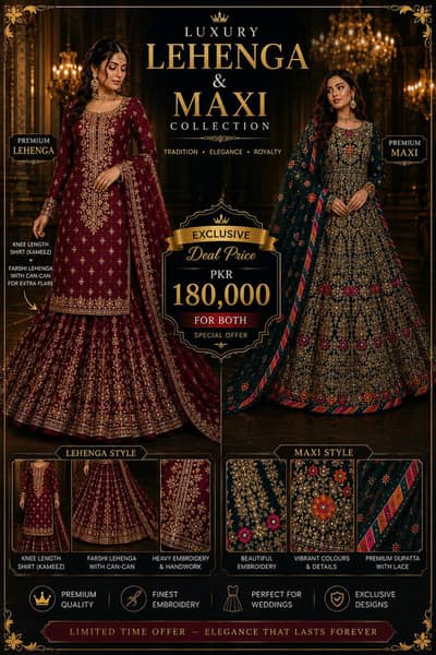Luxury Farshi Lehenga & Maxi – Exclusive Deal | PKR 180,000