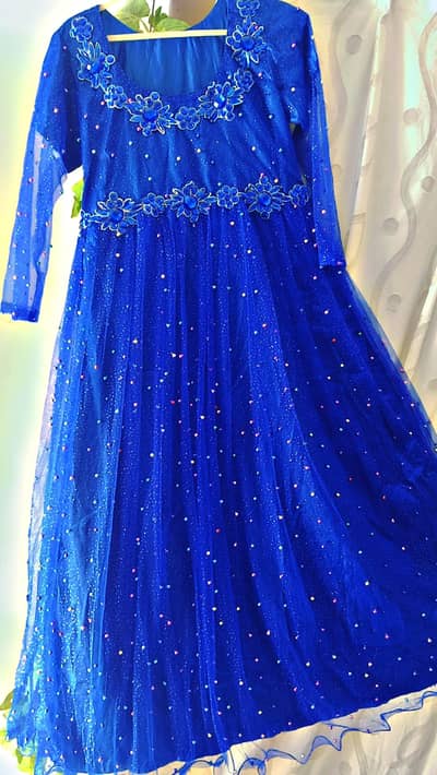 Royal Blue Embroidered Net Long Maxi | Party Wear | Formal Dress
