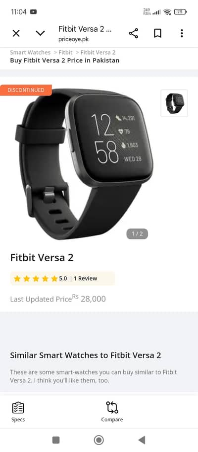 Fitbit versa 2 smart watch. full brand new condition no scratches
