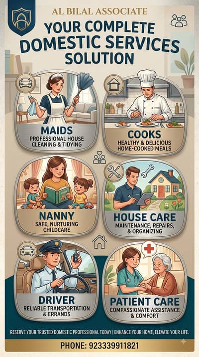 Maid /Cook/ Baby Care / Patient Care / Nurse / Kitchen Helper/ Driver
