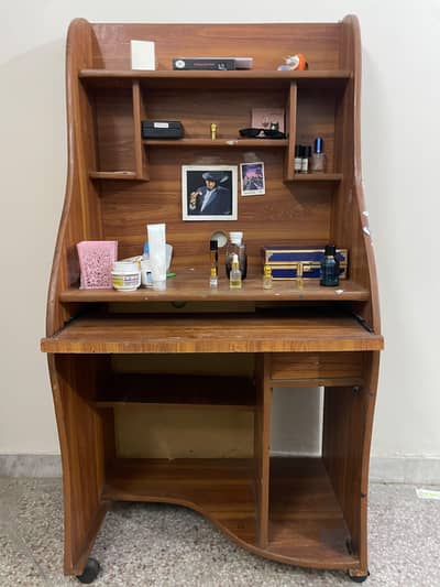 study table with storage and slide out extension desk
