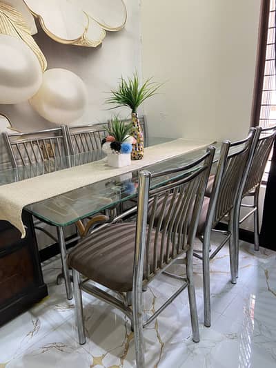 Dining Table 8 chairs & 1 Table Steel Material