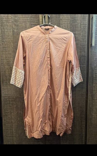 Embroidered kurta style front open shirt