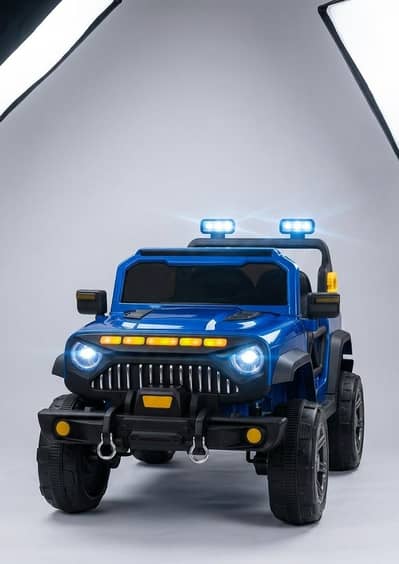 Blue Remote Control Kids Ride-On Jeep with LED Lights"
