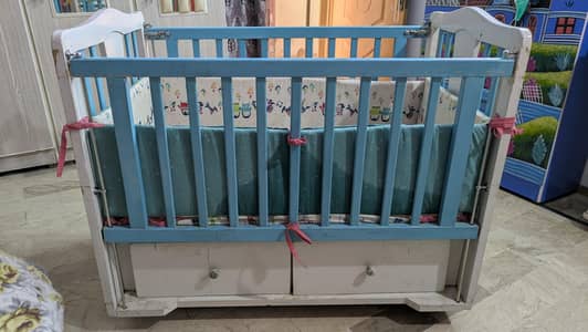 Wooden Baby Cot / Crib with Storage Drawers – Rocking & Wheels