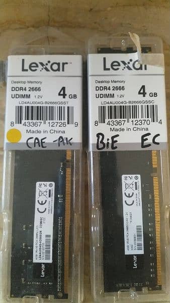 lexar 8Gb DD4 2600MHz ( 4GB x 2 dual channel)