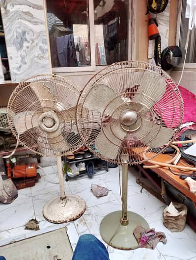 2 Used Heavy-Duty Pedestal Fans – Metal Body
