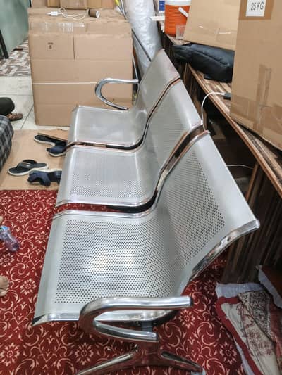 3-Seater Stainless Steel / Metal Office Waiting Chairs