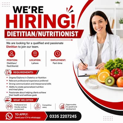  WE’RE HIRING: DIETITIAN / NUTRITIONIST