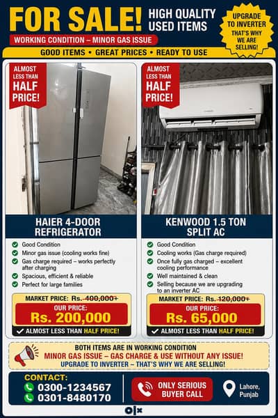 old used Fridge and AC for sale