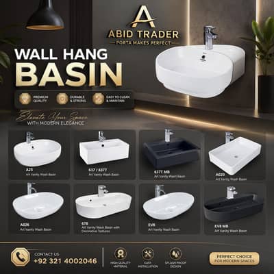 Porta Wall Hanging Wash Basin | Premium Wall Mount Basin | Modern styl