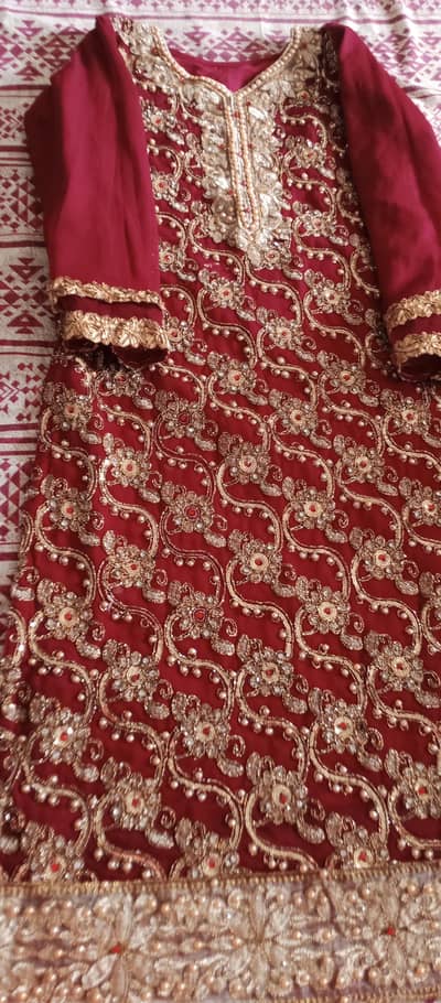 Heavy Maroon Embroidered Fancy Dress | Wedding Wear
