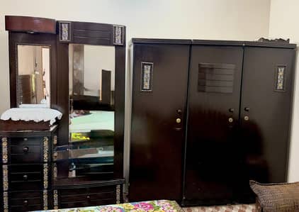 Wooden Wardrobe & Dressing Table Set - Excellent Condition