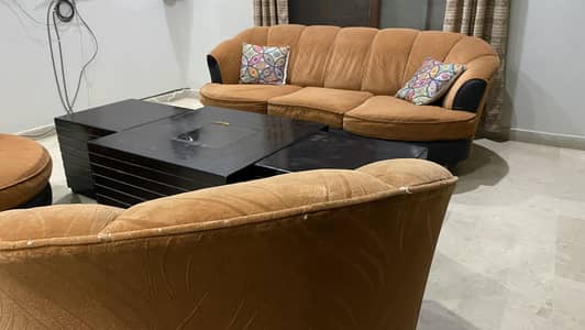 3 Piece Sofa Set with Center Tables & Cushions – Used