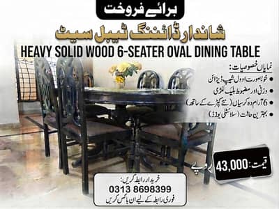 Heavy Solid Dining Table with 6 Chairs For Sale
