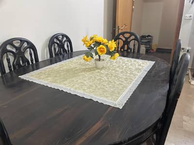 Heavy Solid Dining Table with 6 Chairs For Sale
