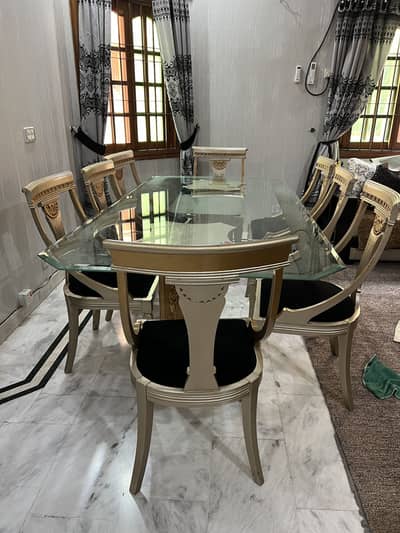 Mirror dining table| Modern dining table| premium 8 seater
