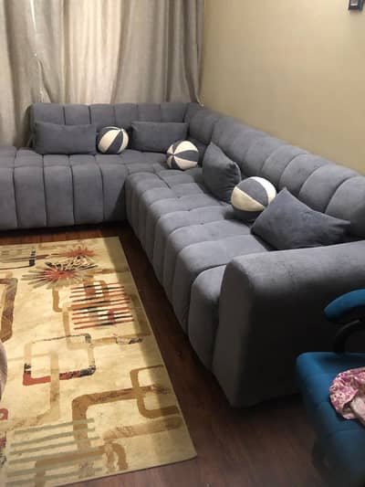 L shape bubble design sofa 7 seater