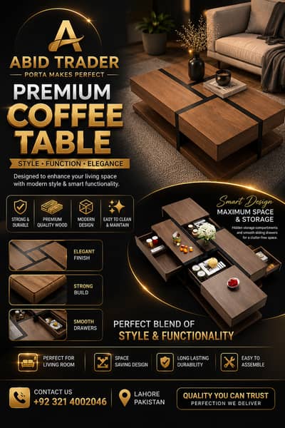 | Wooden Center Table with Storage | Luxury Coffee Table |