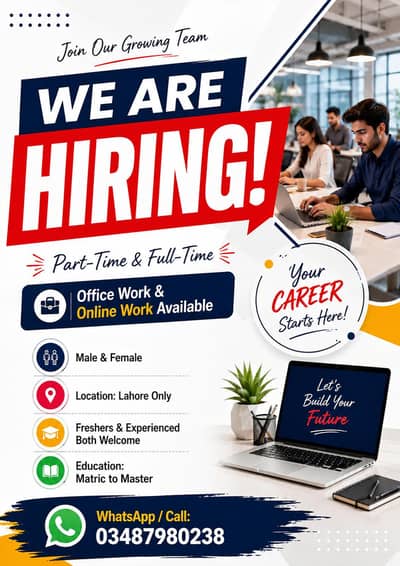 WE ARE HIRING MALE AND FEMALE STAFF FOR PART-TIME & OFFICE WORK