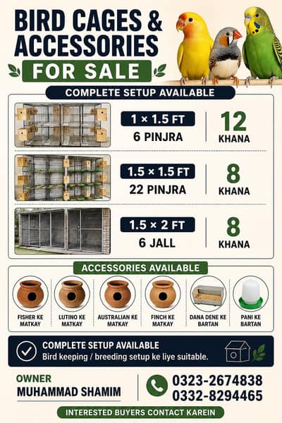 Bird Cages & Accessories For Sale – Complete Setup