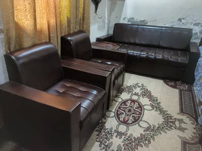 Brown Sofa Set 3+1+1 | Wooden Frame | Affordable Price