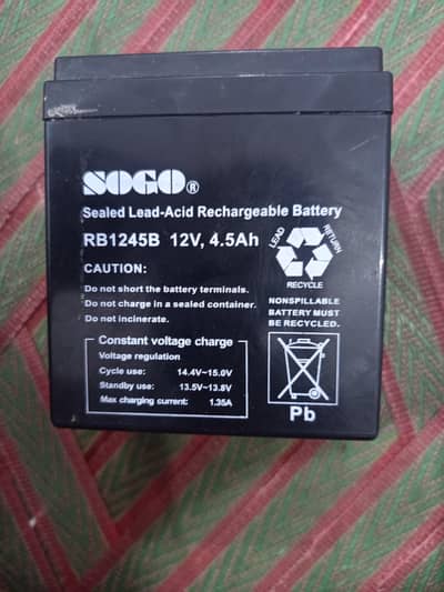 SOGO 12V 4.5Ah Sealed Lead-Acid Rechargeable Battery