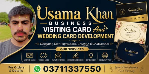 Usama Khan Business Visiting Card And Wedding Card Development