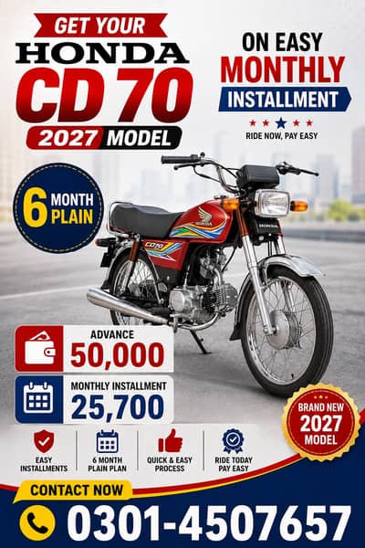 Honda CD 70 Bike 2027 Modal on Easy Installment