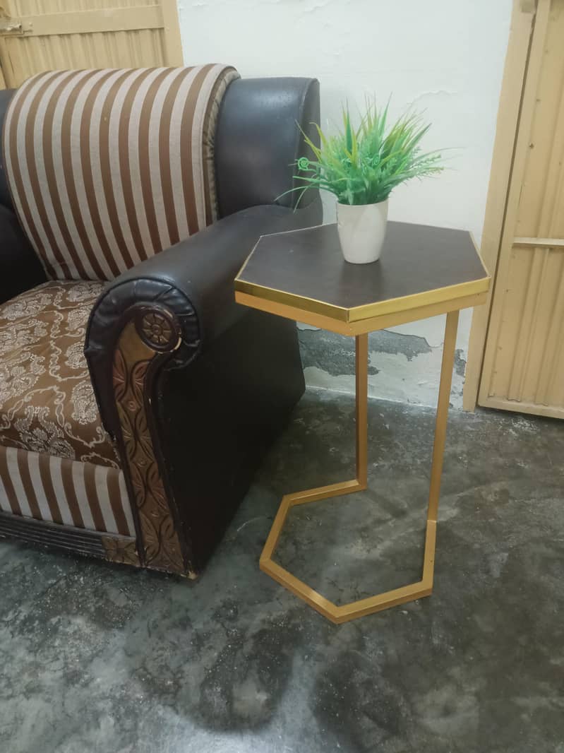 Hexagon Sofa side tables 1