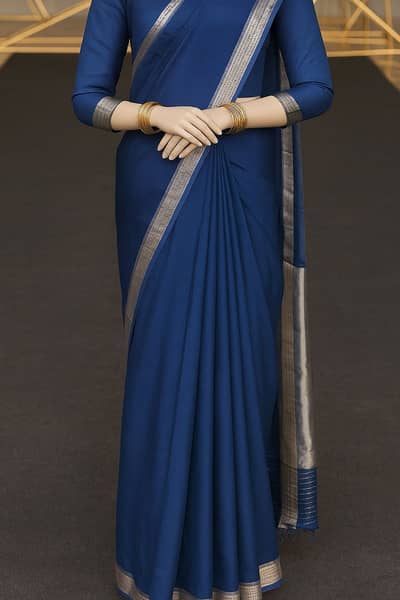 Banarsi Saree blue. Fully stitched