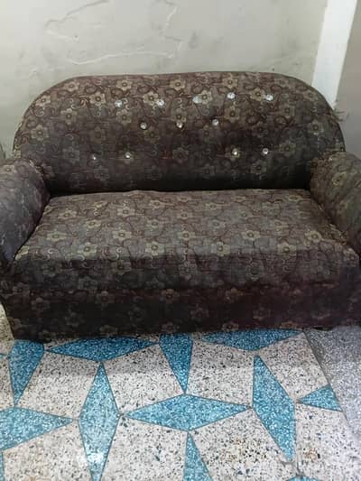 wood made two seater sofa black brown
