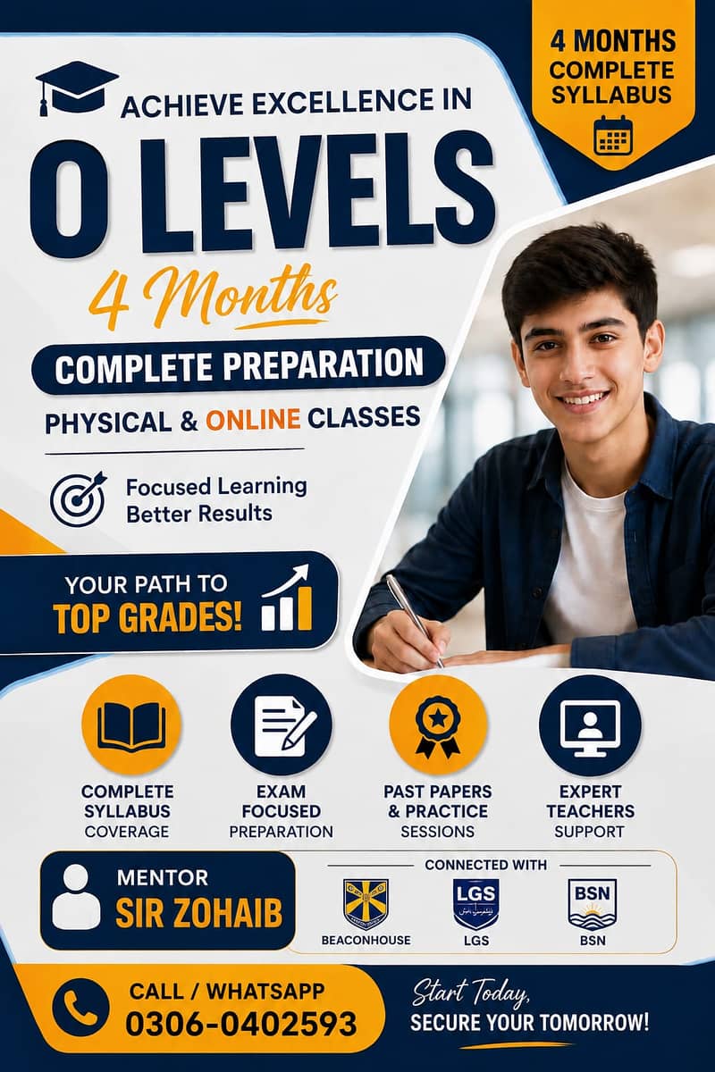 O Level Complete Perparation from experts | Physical & online classes 1