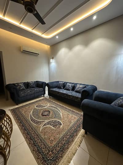 6 Seater Navy Blue Velvet Sofa Set – Custom Made