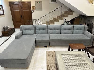 Modern Grey L-Shaped Sectional Sofa set with Single Seater (Set)