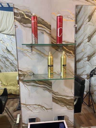 2 mirror and 4 glass shelf