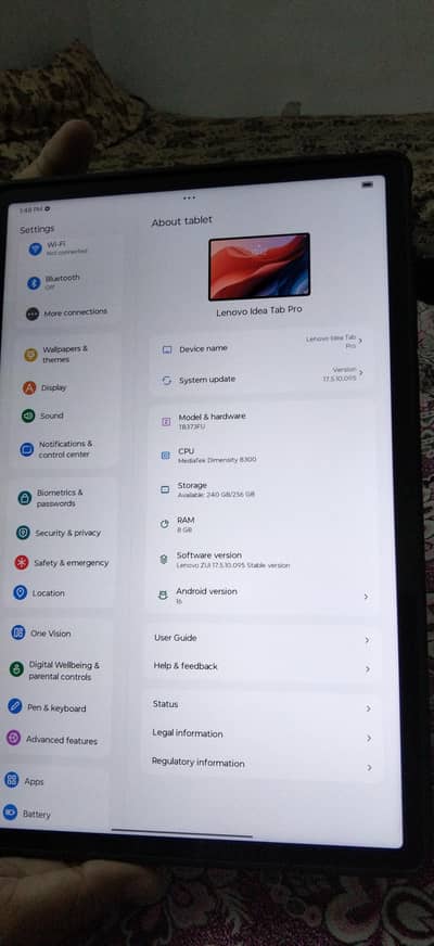 Non PTA tablet for sale ( Lenovo idea tab pro 8GB Ram/256Rom) 10/10