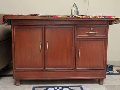 Wooden Iron Stand with Storage Cabinet for Sale in Lahore