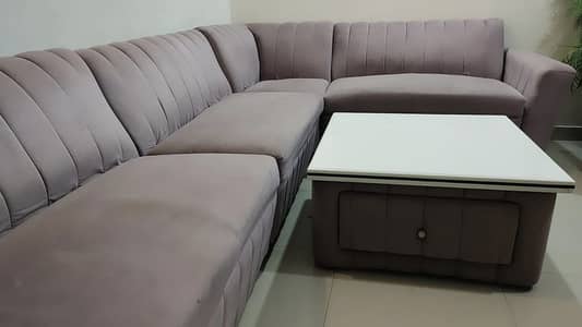 7 Seater L Shaped Sofa with Center Table ( Master Molti Foam)
