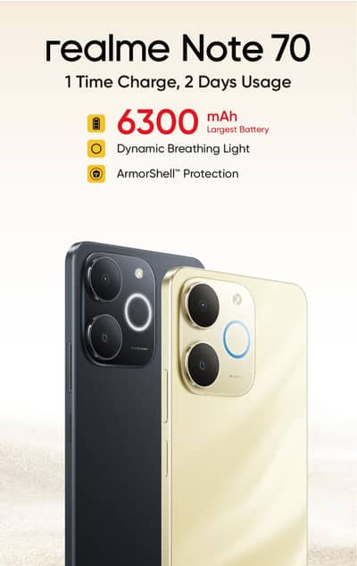 realme note 70 6300 mAh battery