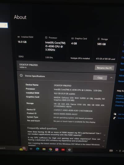  Gaming PC for Sale – GTX 1650 Super | 16GB RAM | 10/10 Condition